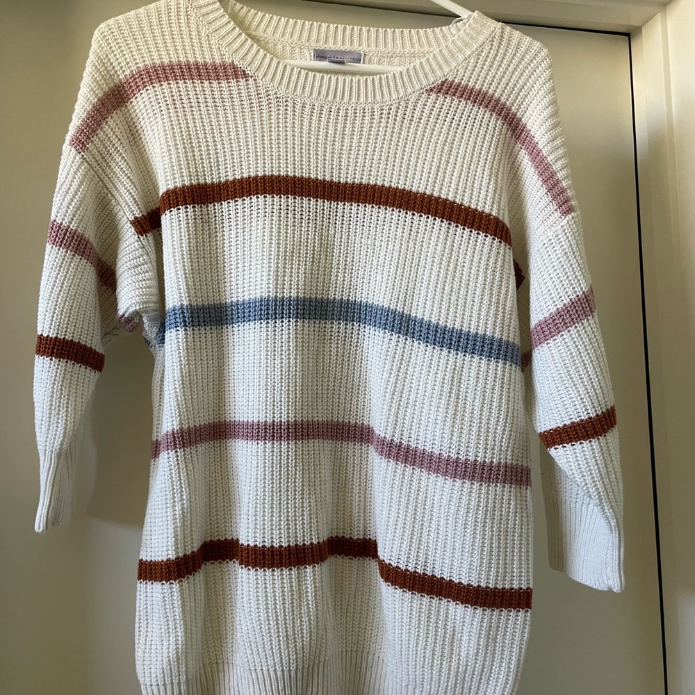 Maternity Striped Women's Sweater - White, Red, Blue- Size Small